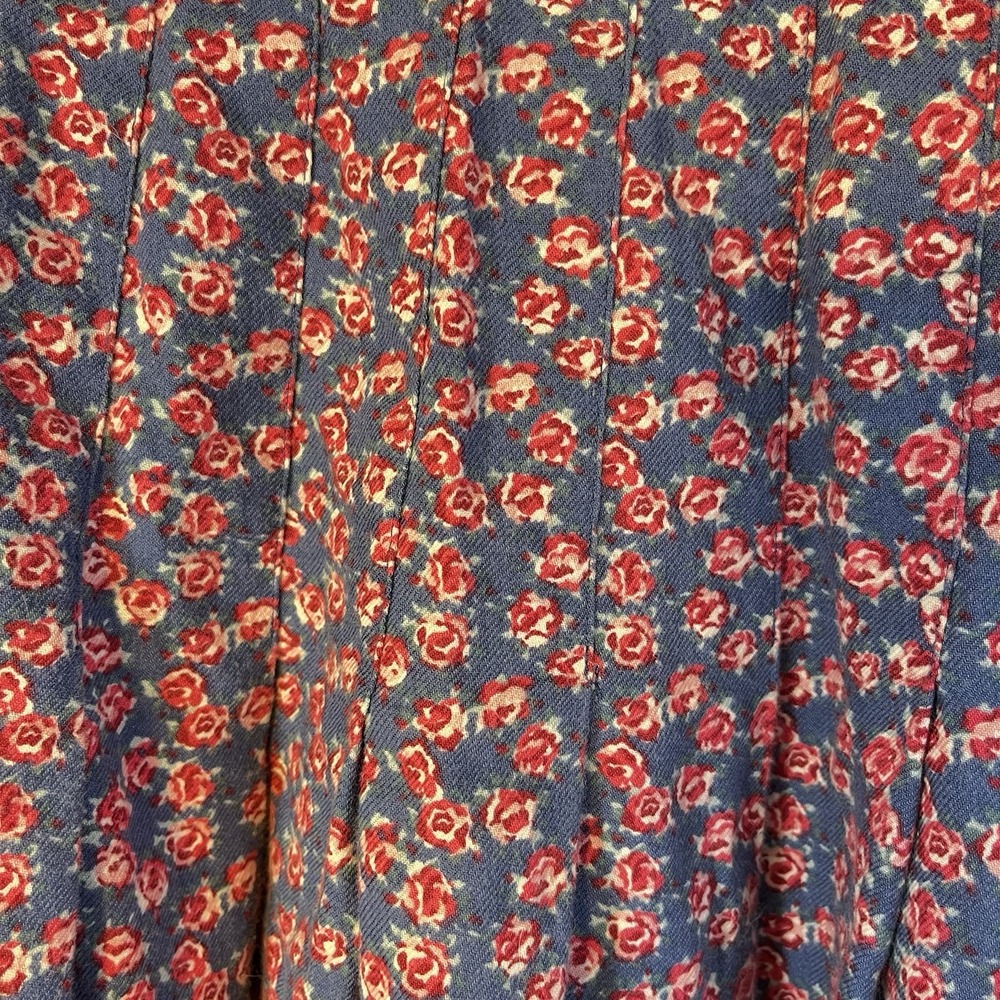 Vtg Pleated Mini Skirt Women's Sz 14 Floral Roses Multi Pink Blue Side‎ Zip - Picture 2 of 6